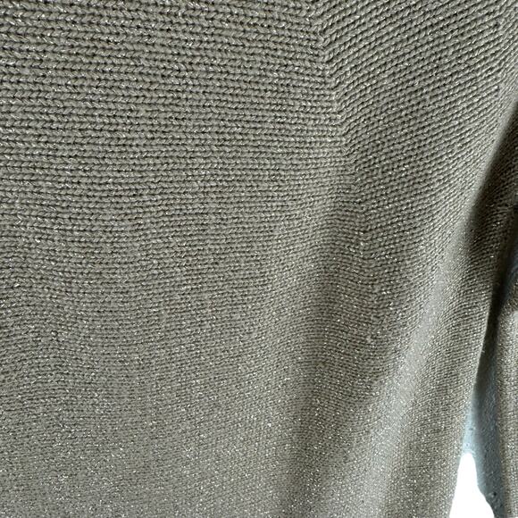 Talbots Gold Shimmery Cowl Neck Long Sleeve Chunky Knit Pullover Sweater Size S - Picture 3 of 5